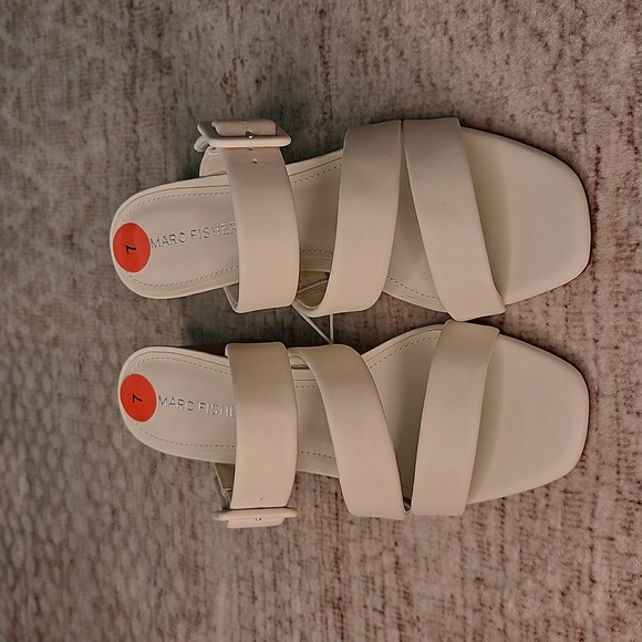 Marc Fisher Fathom Cream Block Heel Sandals - Picture 2 of 6